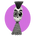 Skull with mohawk and tassel on a purple circle background